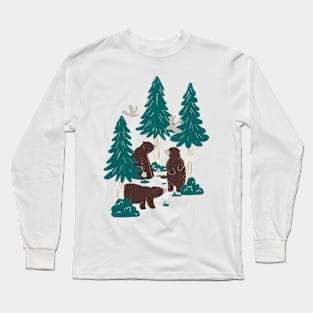 Gentle Grizzlies in a Green Forest Long Sleeve T-Shirt